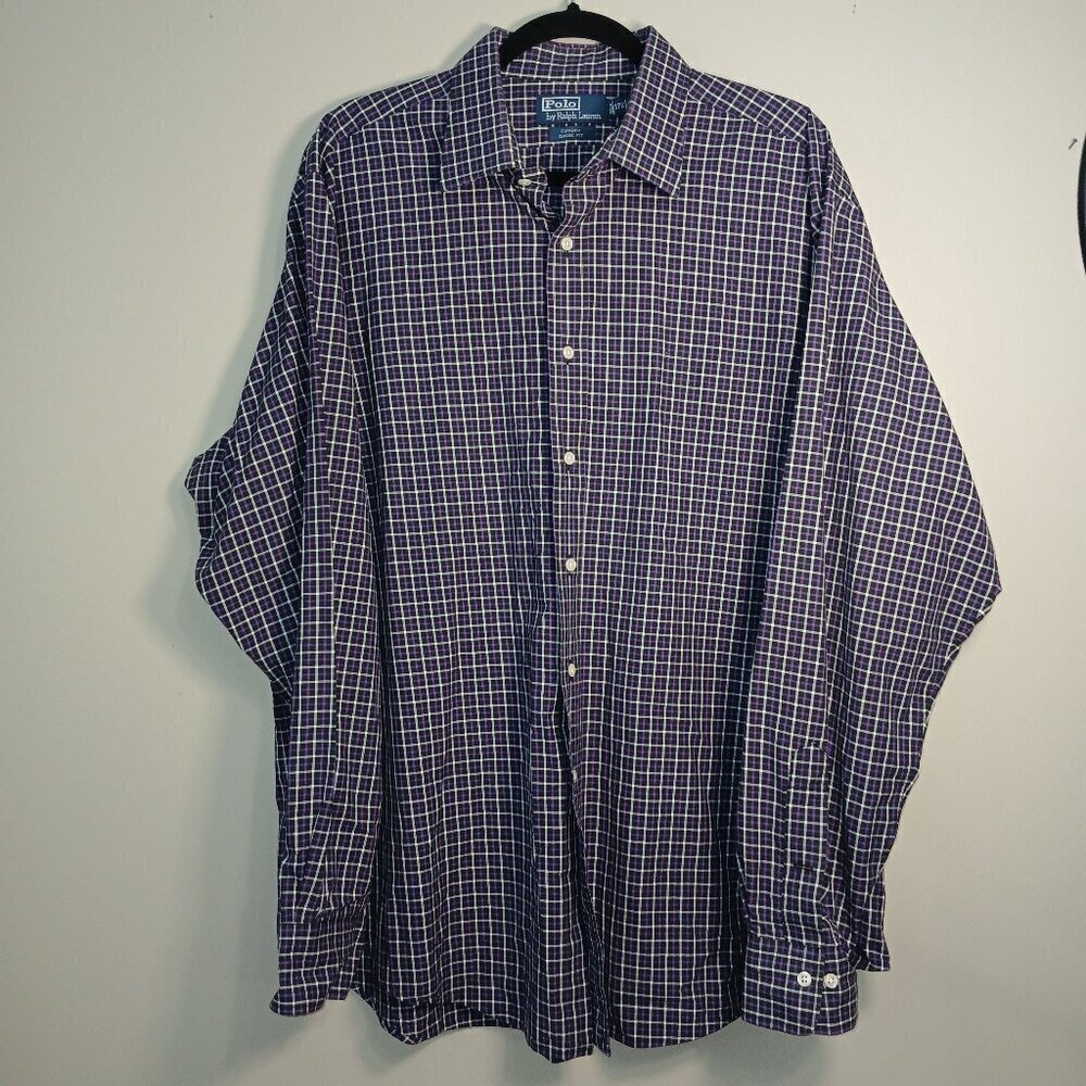 RALPH LAUREN CURHAM CUSTOM FIT LONG SLEEVE PLAID SHIRT, SIZE XL BUTTON DOWN